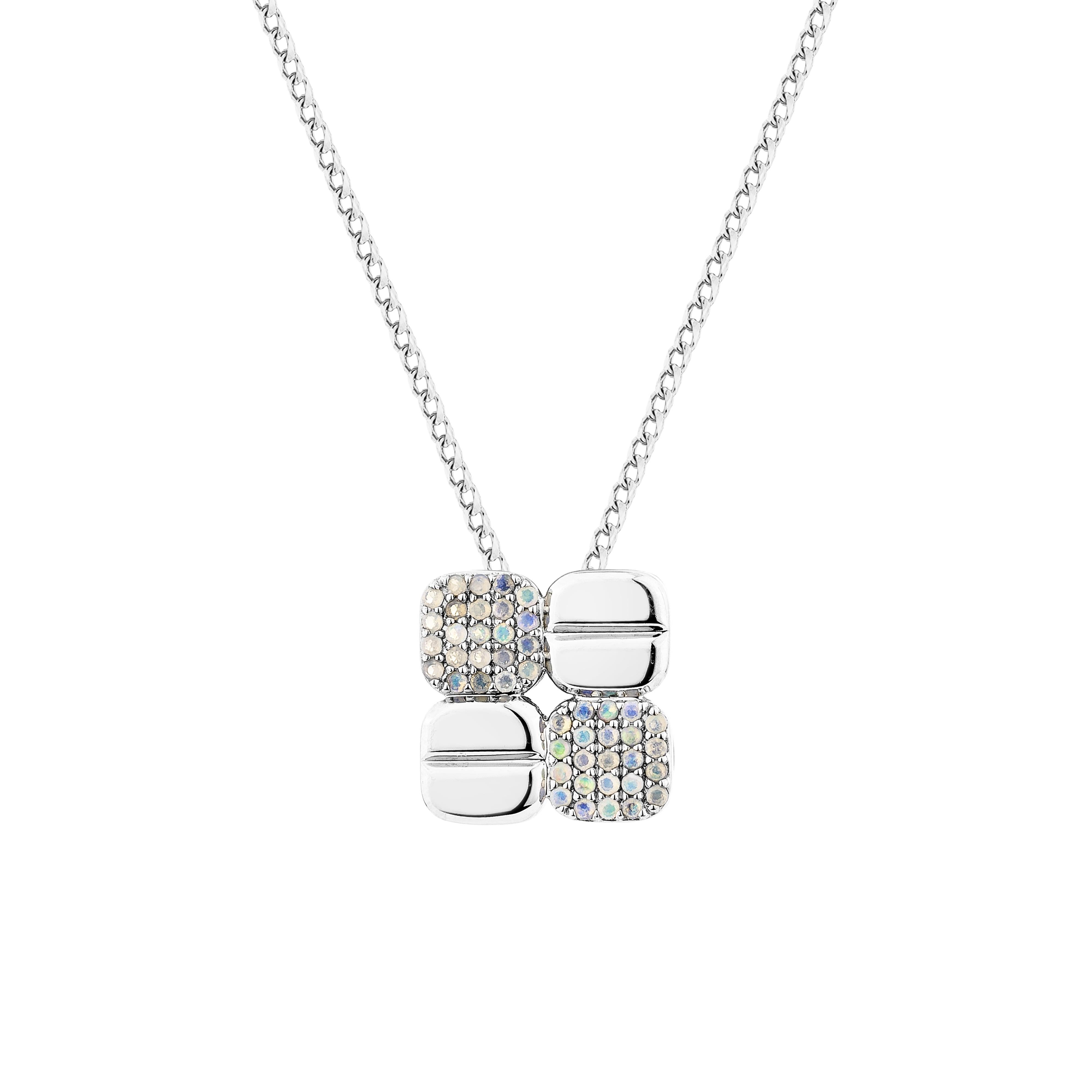 Taglio rotondo Opale Priyashi Nahata 0,17ct. Ciondolo classico in platino. in vendita