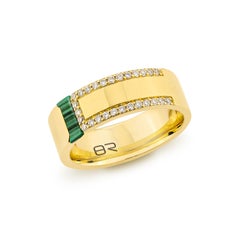 Priyashi Nahata Malachite 0.20ct. Ring with Diamond in 18Karat Yellow Gold.
