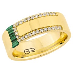 Priyashi Nahata Malachite 0.20ct. Ring with Diamond in 18Karat Yellow Gold.