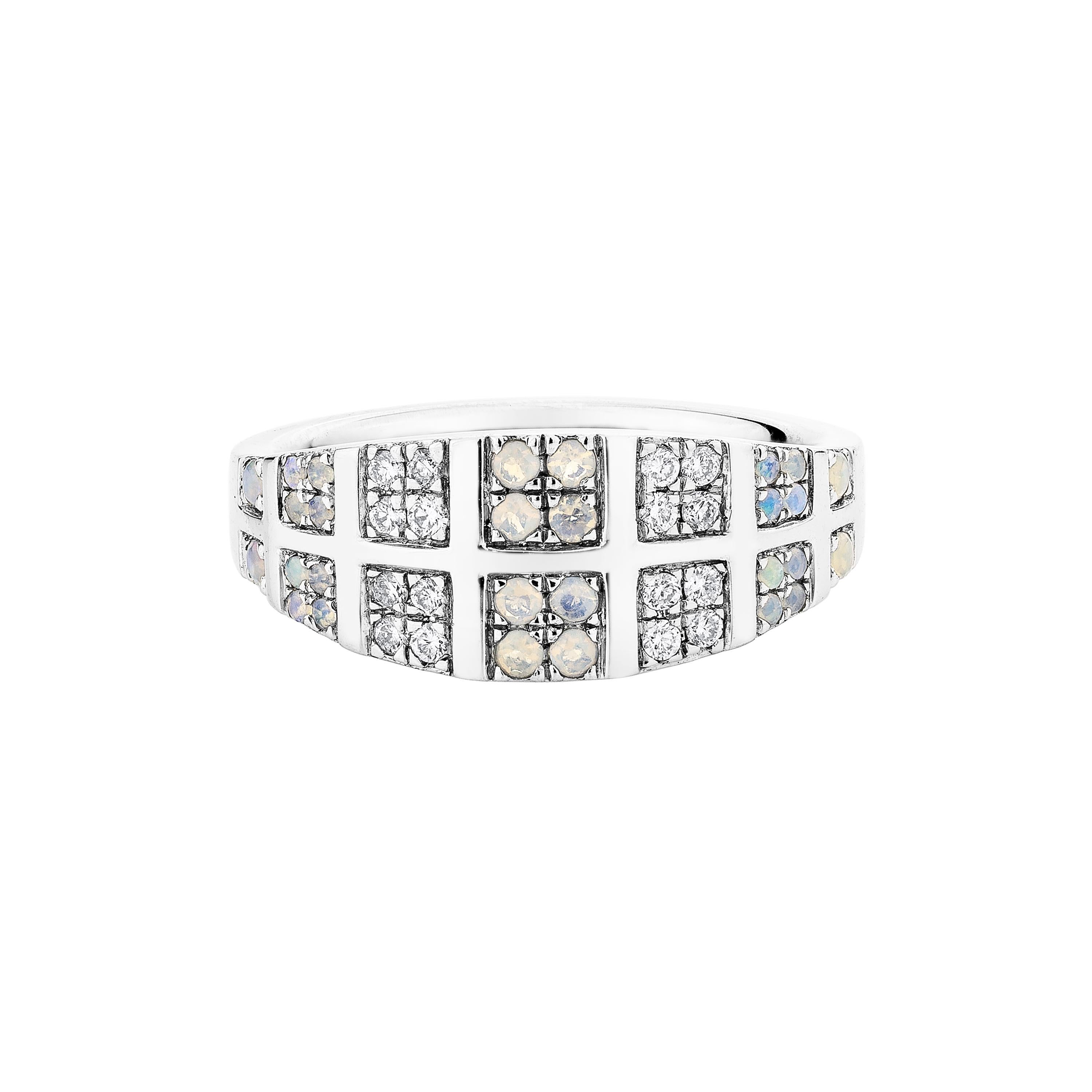 Contemporary Priyashi Nahata Opal 0.21ct. Fancy Ring with Diamond in Platinum. For Sale