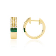 Priyashi Nahata Malachite 0.24ct. Drop Earrings in 18KYG with Diamond.