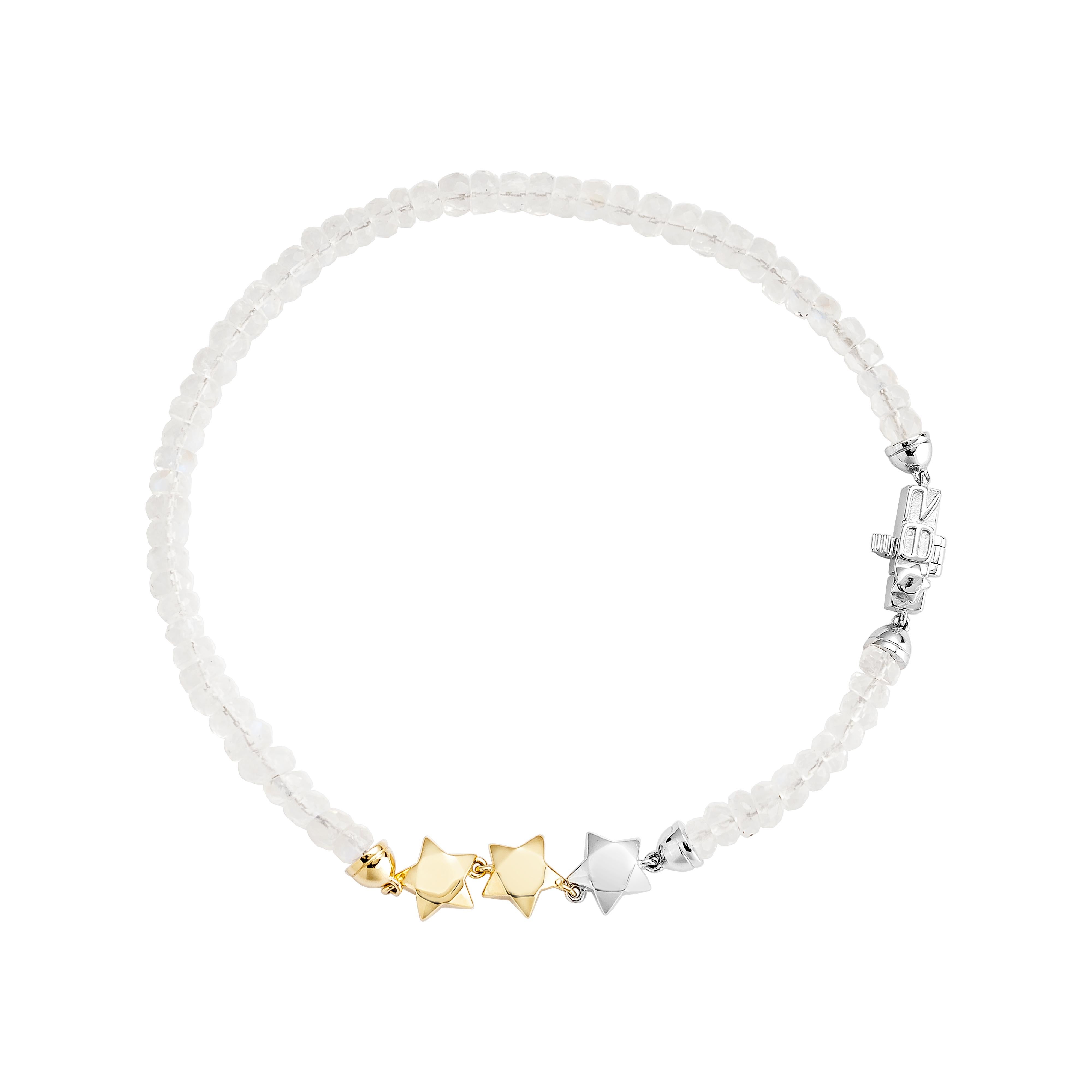 Bead Priyashi Nahata Rainbow Moonstone 10.25ct. Bracelet in 18Karat Yellow Gold For Sale
