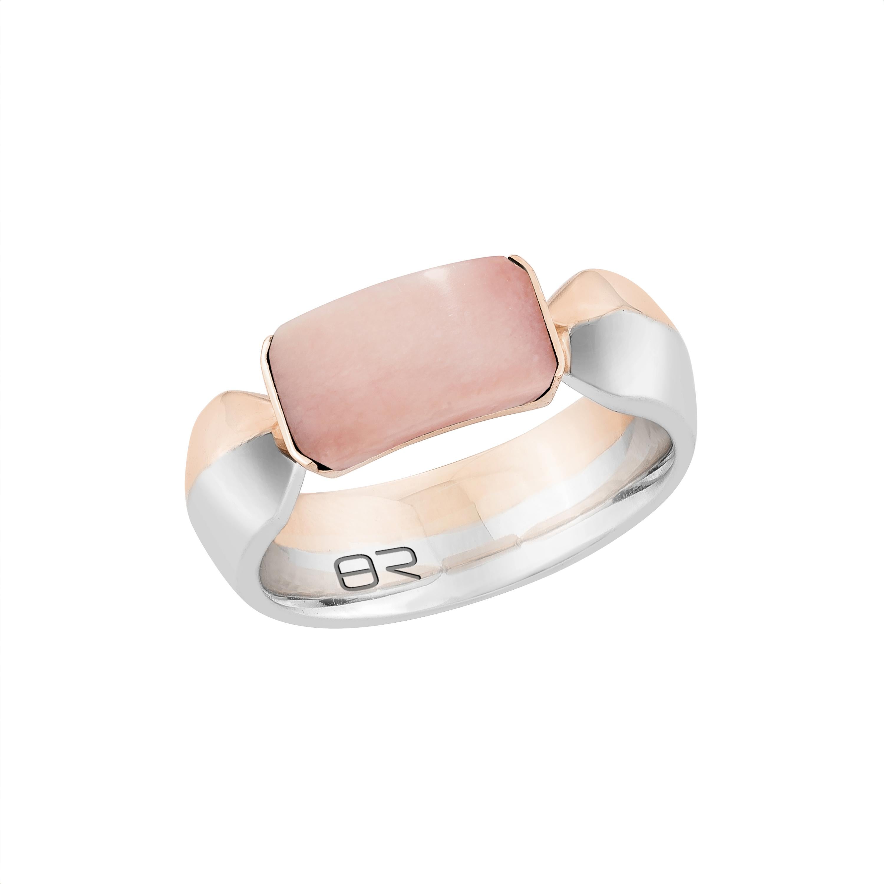 Contemporary Priyashi Nahata Pink Opal 1.12ct. Fancy Ring in 18KWRG. For Sale