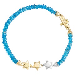 Apatite néon Priyashi Nahata 11,50 carats. Bracelet en or jaune 18 carats