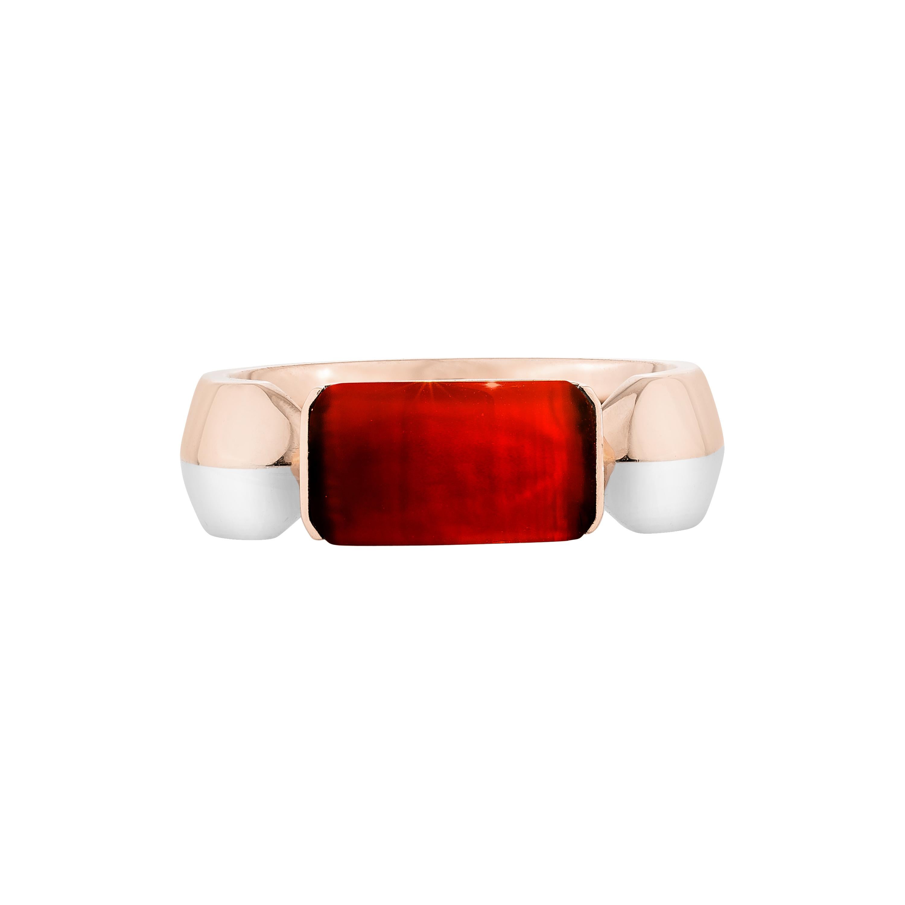 Priyashi Nahata Roter Karneol 1,40ct. Ausgefallener Ring in 18KWRG. im Zustand „Neu“ im Angebot in Hong Kong, HK