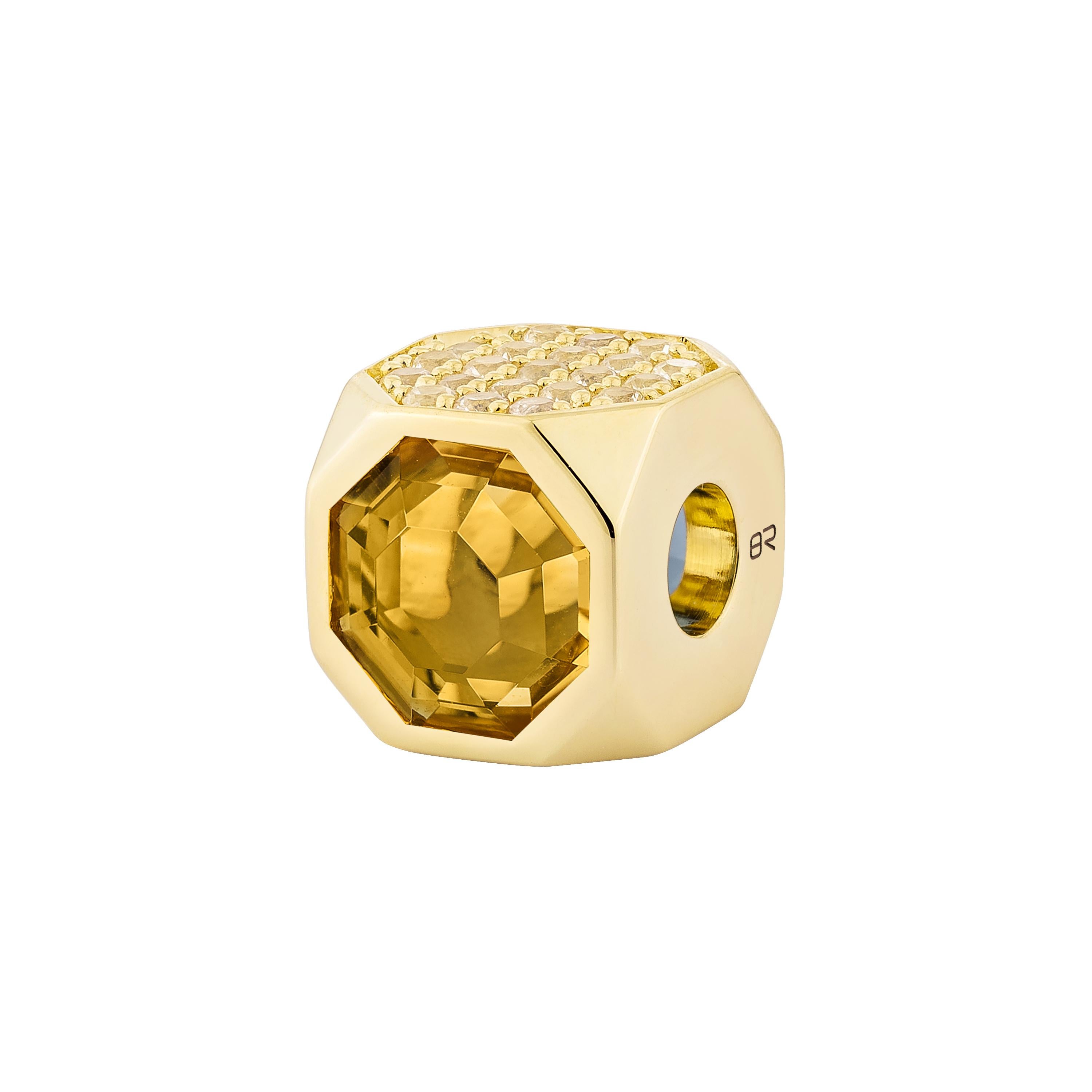 Ottagono Priyashi Nahata Citrino e Topazio Blu 1,52ct. Ciondolo con zaffiro in 18KYG. in vendita