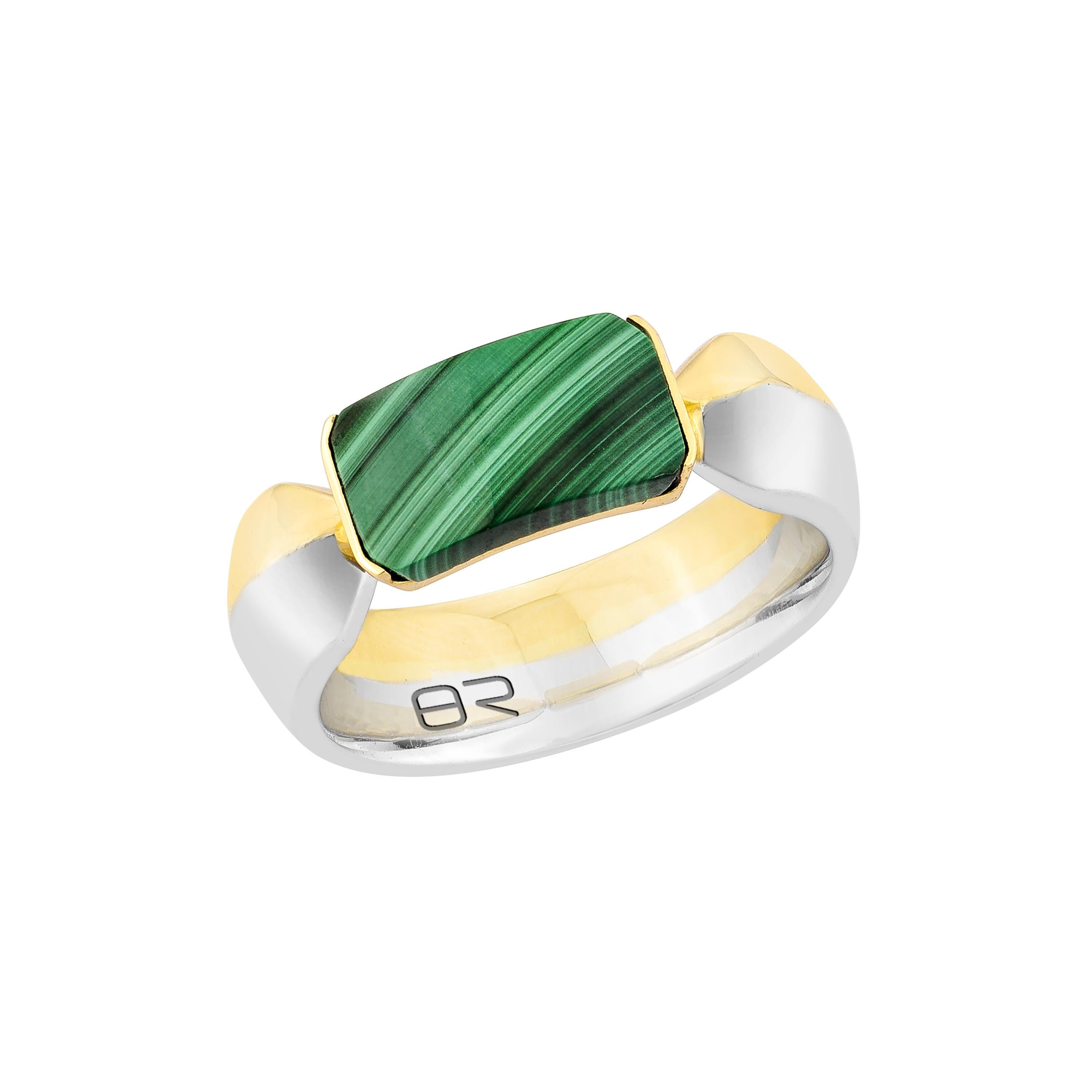 Priyashi Nahata Malachit 1,97ct. Ausgefallener Ring in 18KWYG. (Zeitgenössisch) im Angebot