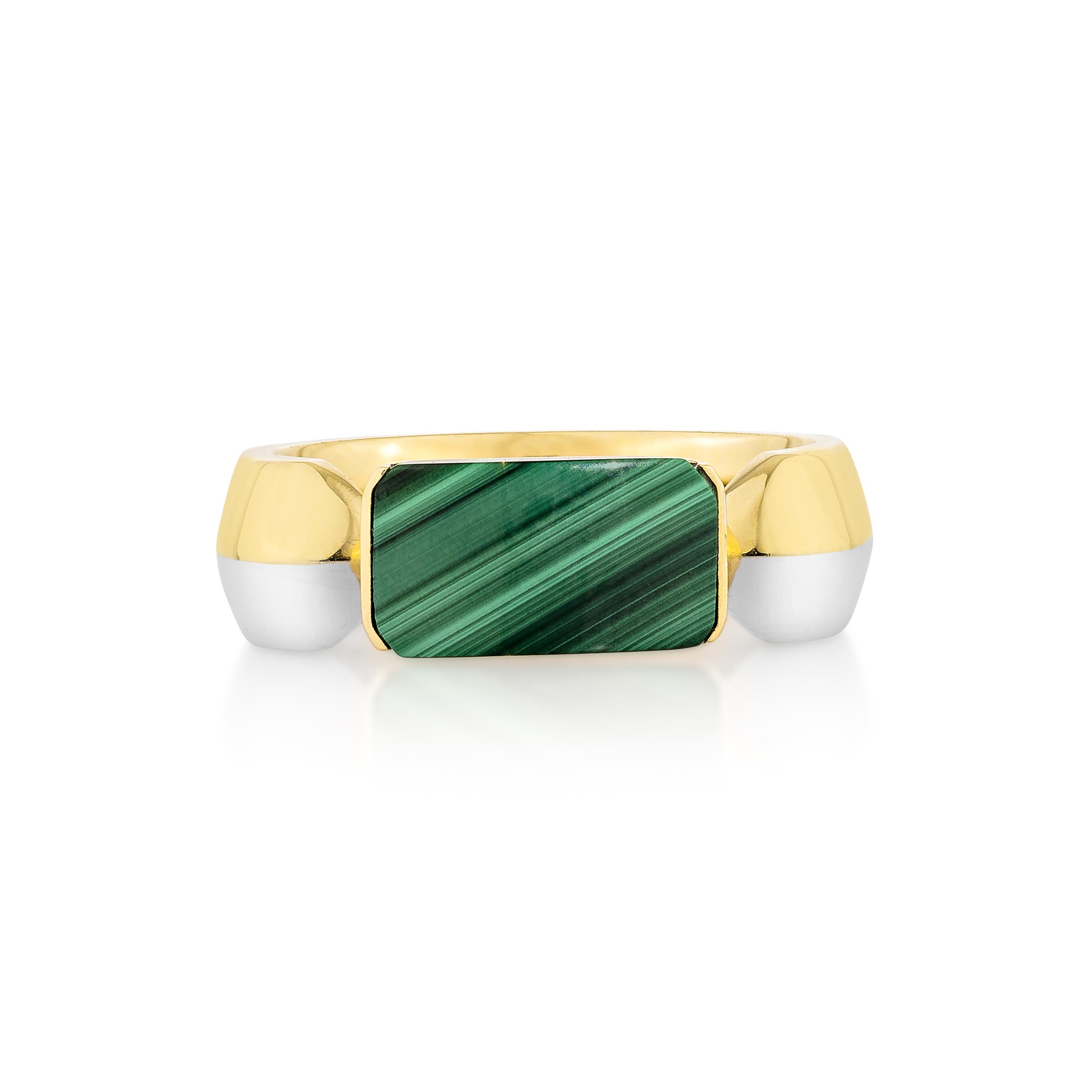 Priyashi Nahata Malachit 1,97ct. Ausgefallener Ring in 18KWYG. (Gemischter Schliff) im Angebot