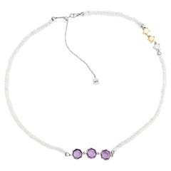 Priyashi Nahata Amethyst & Rainbow Moonstone 4.32ct. Necklace in 18KYG.