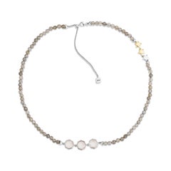 Priyashi Nahata Rose Quartz & Labradorite 4.38ct. Necklace in 18KWG.