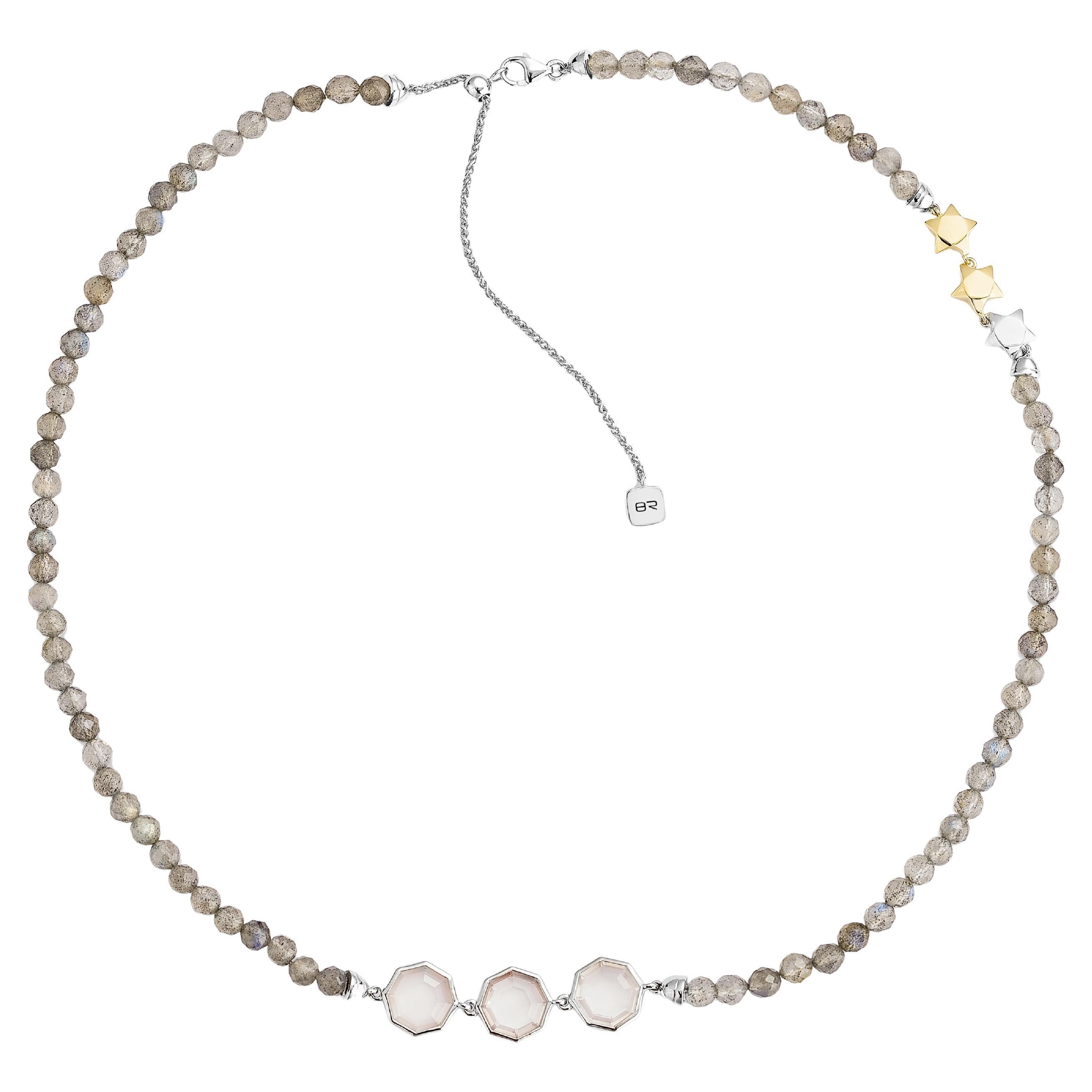 Priyashi Nahata Rose Quartz & Labradorite 4.38ct. Necklace in 18KWG.