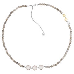 Priyashi Nahata Rose Quartz & Labradorite 4.38ct. Necklace in 18KWG.
