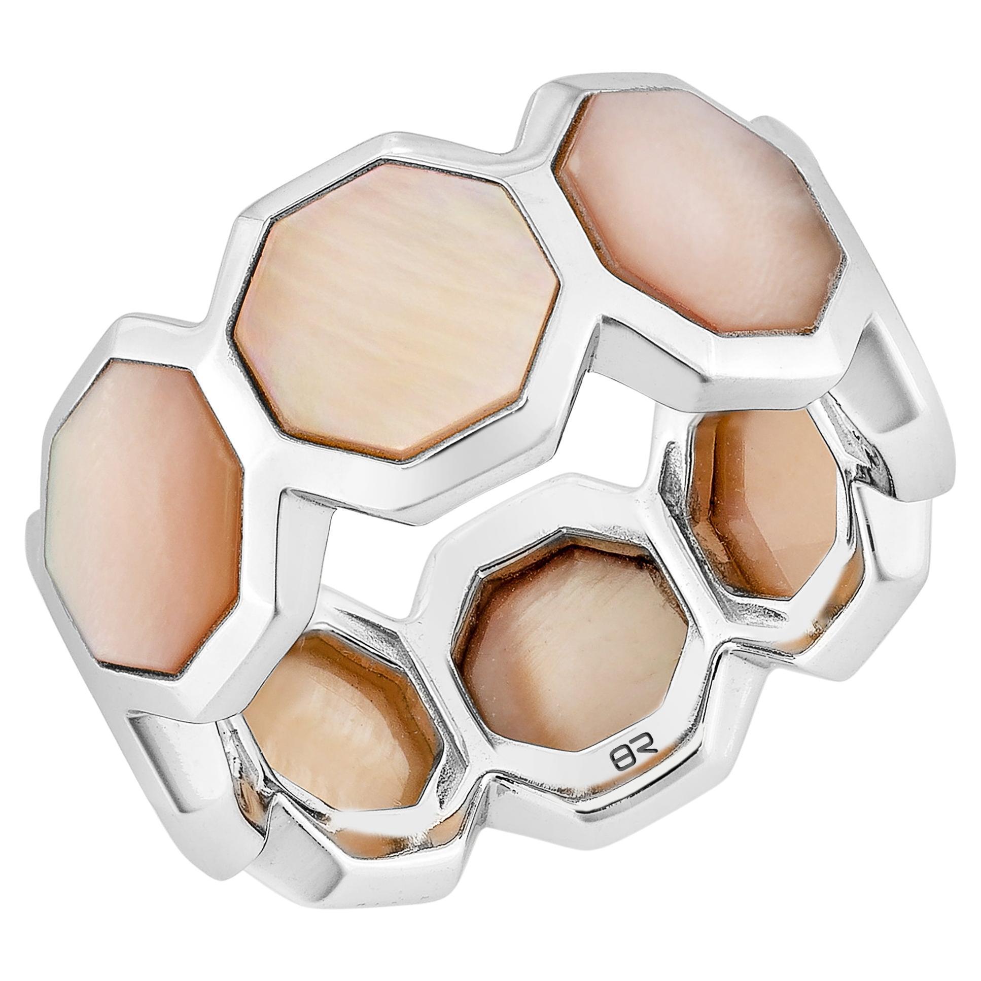 Priyashi Nahata Pink Mother of Pearl 5.32ct. Fancy Ring in 18KWG.