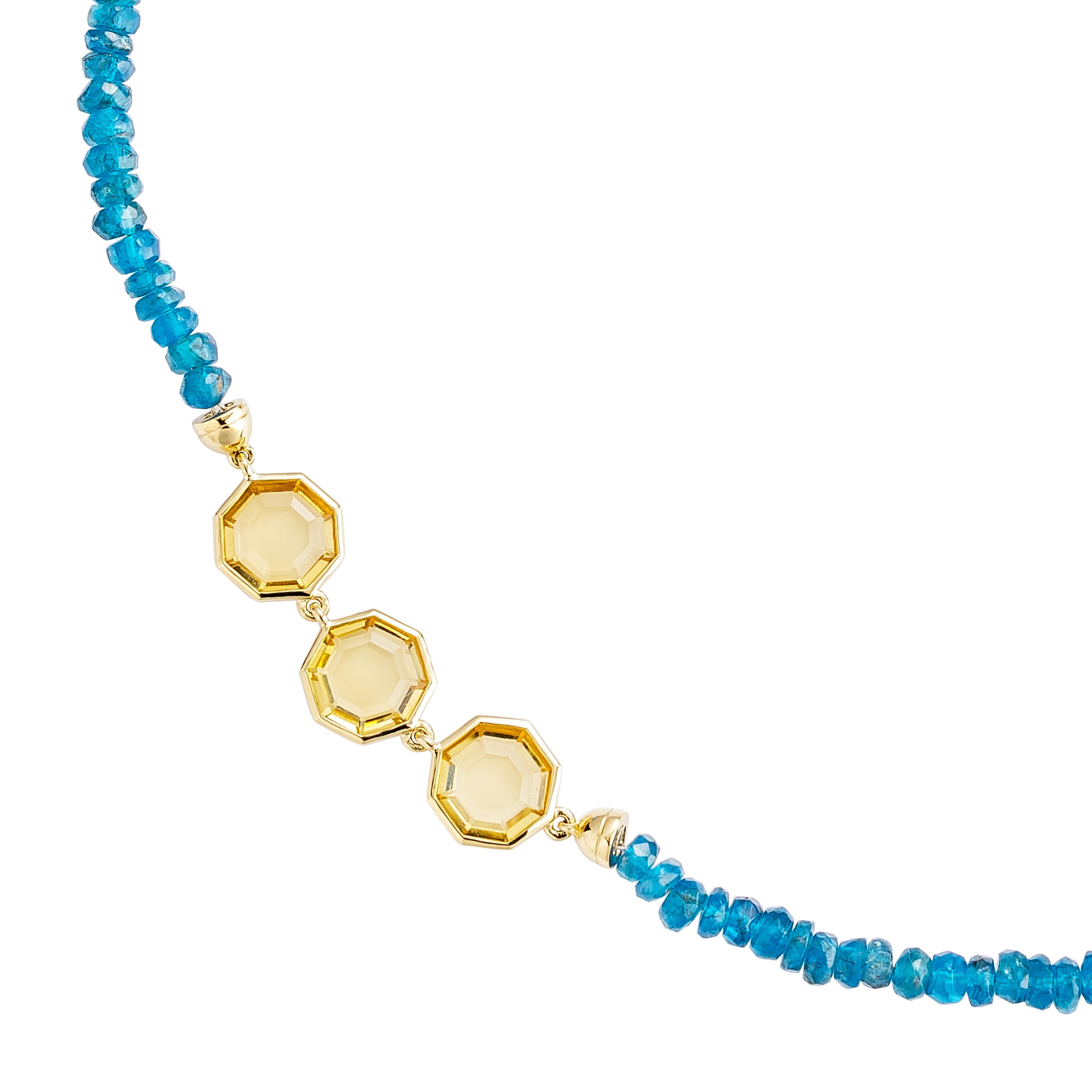 Priyashi Nahata citrine et apatite néon de 5,52 carats Collier en or jaune 18 carats. Neuf - En vente à Hong Kong, HK