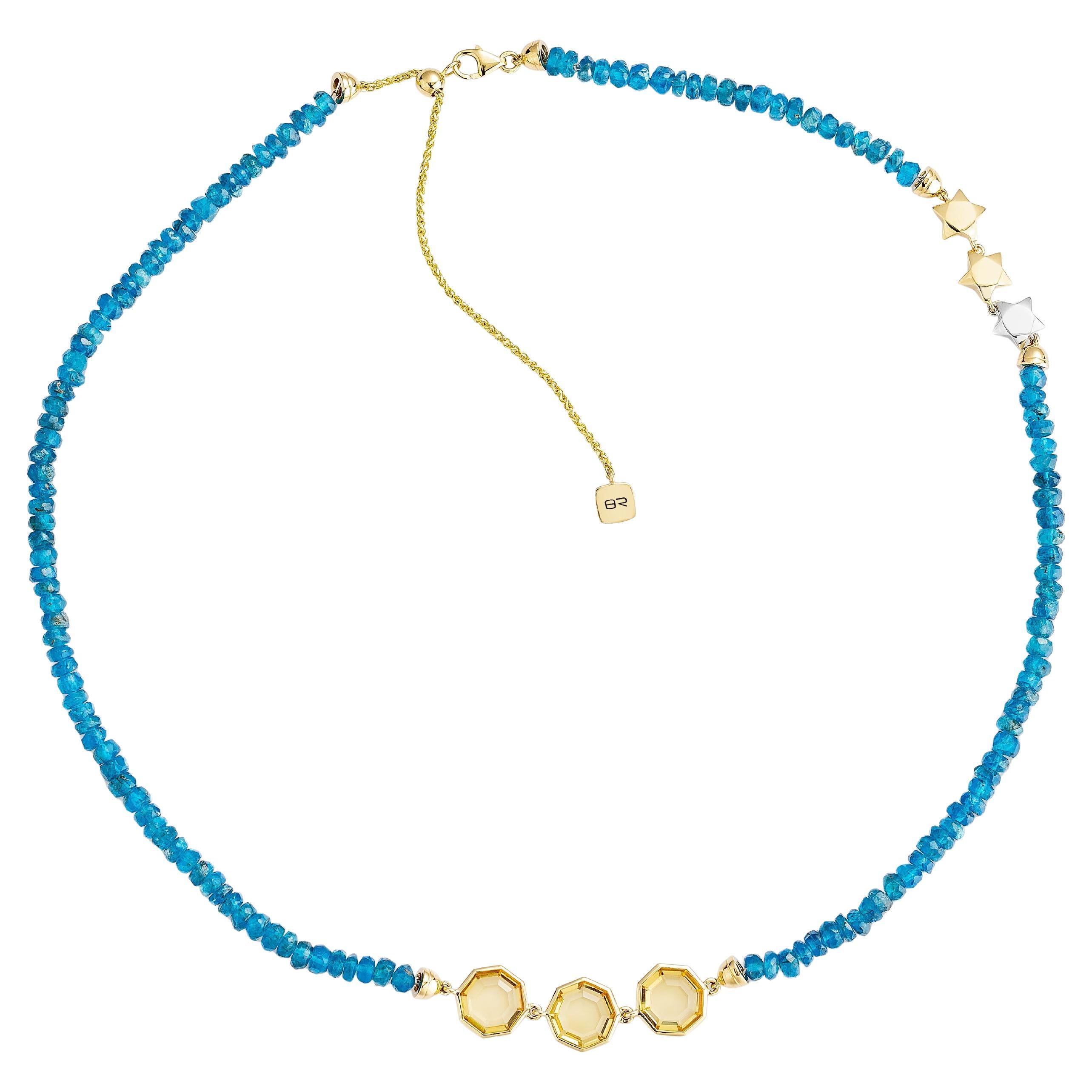 Priyashi Nahata Citrine & Neon Apatite 5.52ct. Necklace in 18K Yellow Gold.