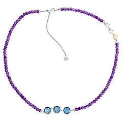 Priyashi Nahata London Blue Topaz & Amethyst 6.00ct. Necklace in 18KWG.
