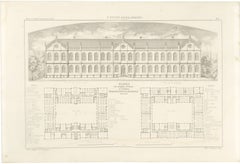 Prize-Winning Orphanage Design, Dutch Architecture Print, Leliman, 1865-1866