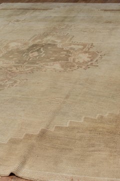 Prized Antique Oushak Medallion Deep Medium Sand