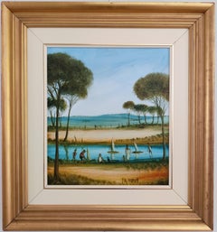 Pro Hart -- Sailboats, Oil Painting