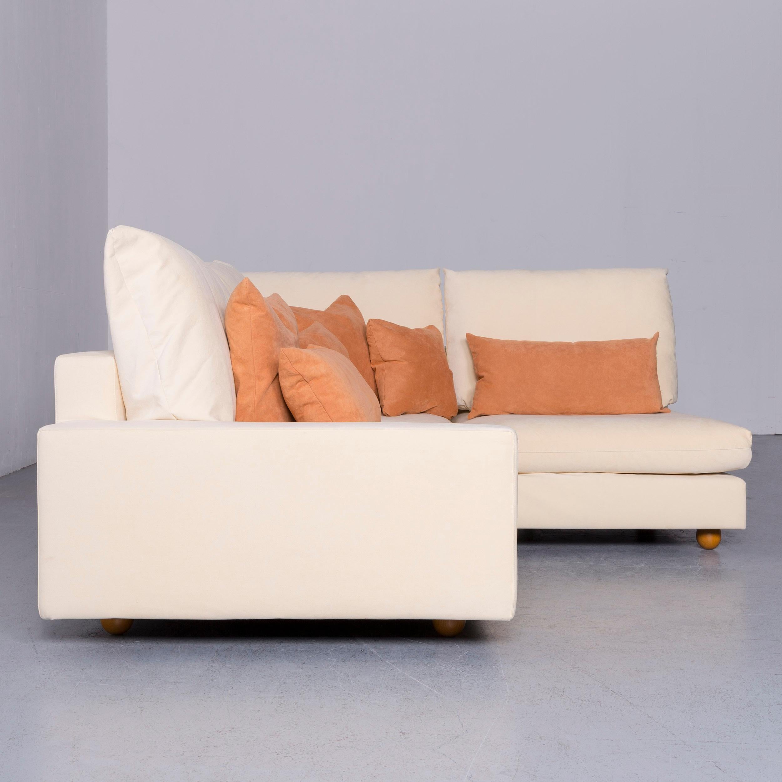 Contemporary Pro Seda Designer Verlours Fabric Sofa Beige Corner-Sofa Couch Modern
