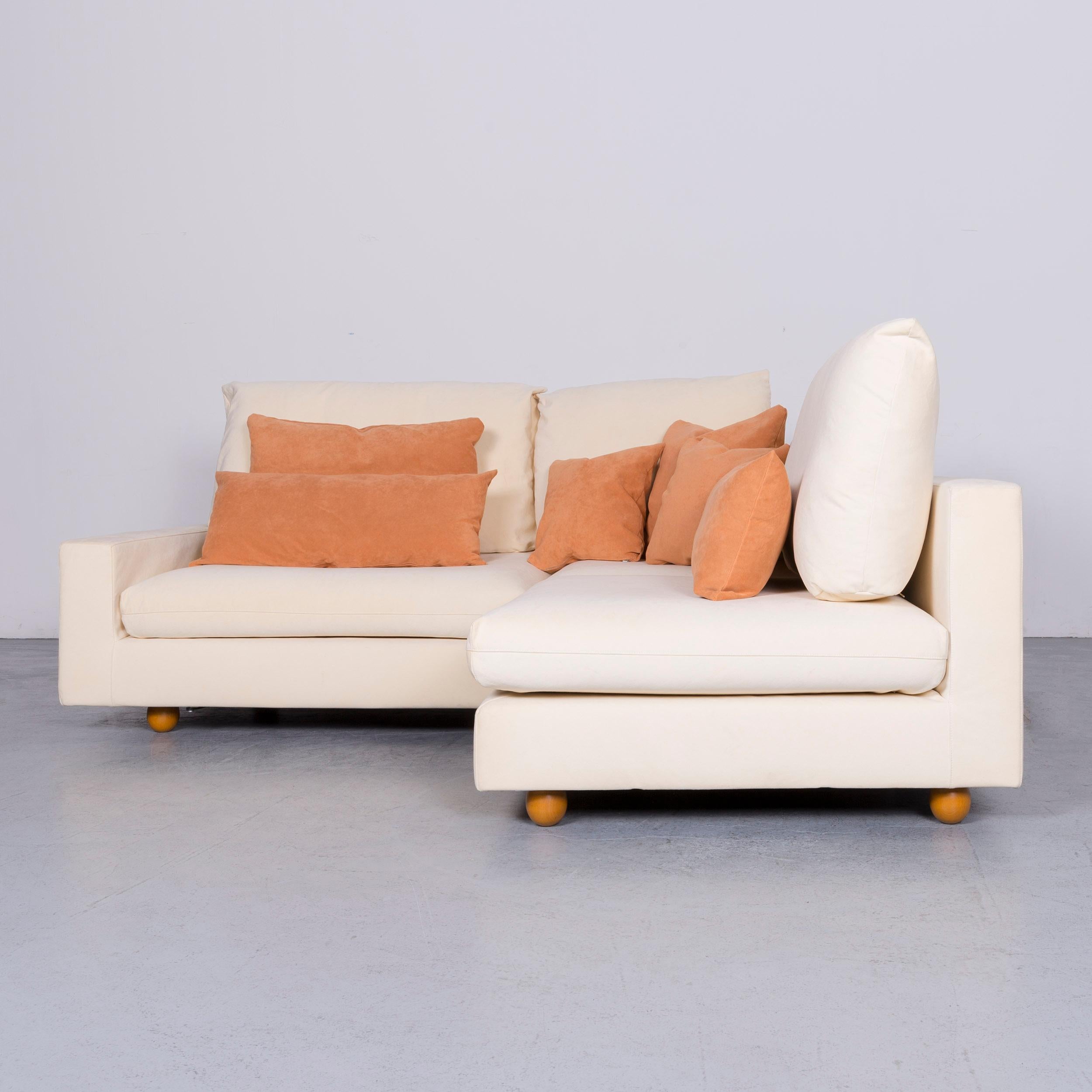 Suede Pro Seda Designer Verlours Fabric Sofa Beige Corner-Sofa Couch Modern