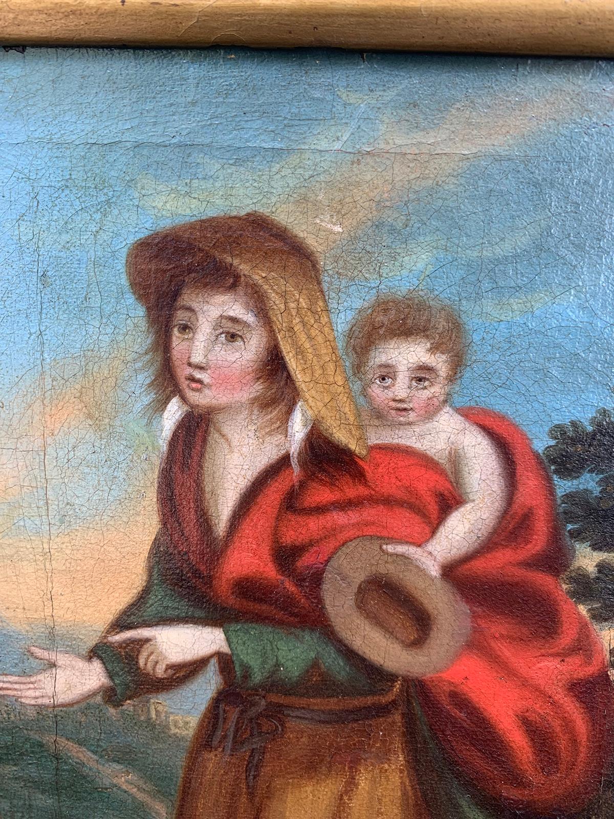 Probably 18th Century Framed Continental Painting of Mother with Child In Good Condition For Sale In Atlanta, GA