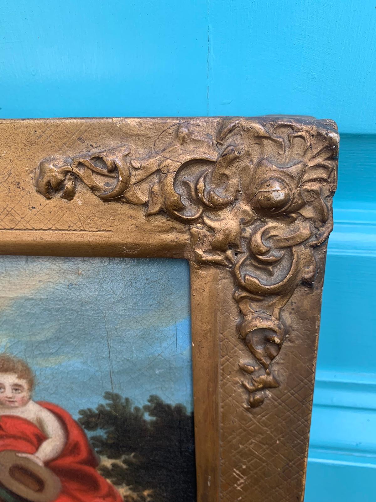 18th Century and Earlier Probably 18th Century Framed Continental Painting of Mother with Child For Sale