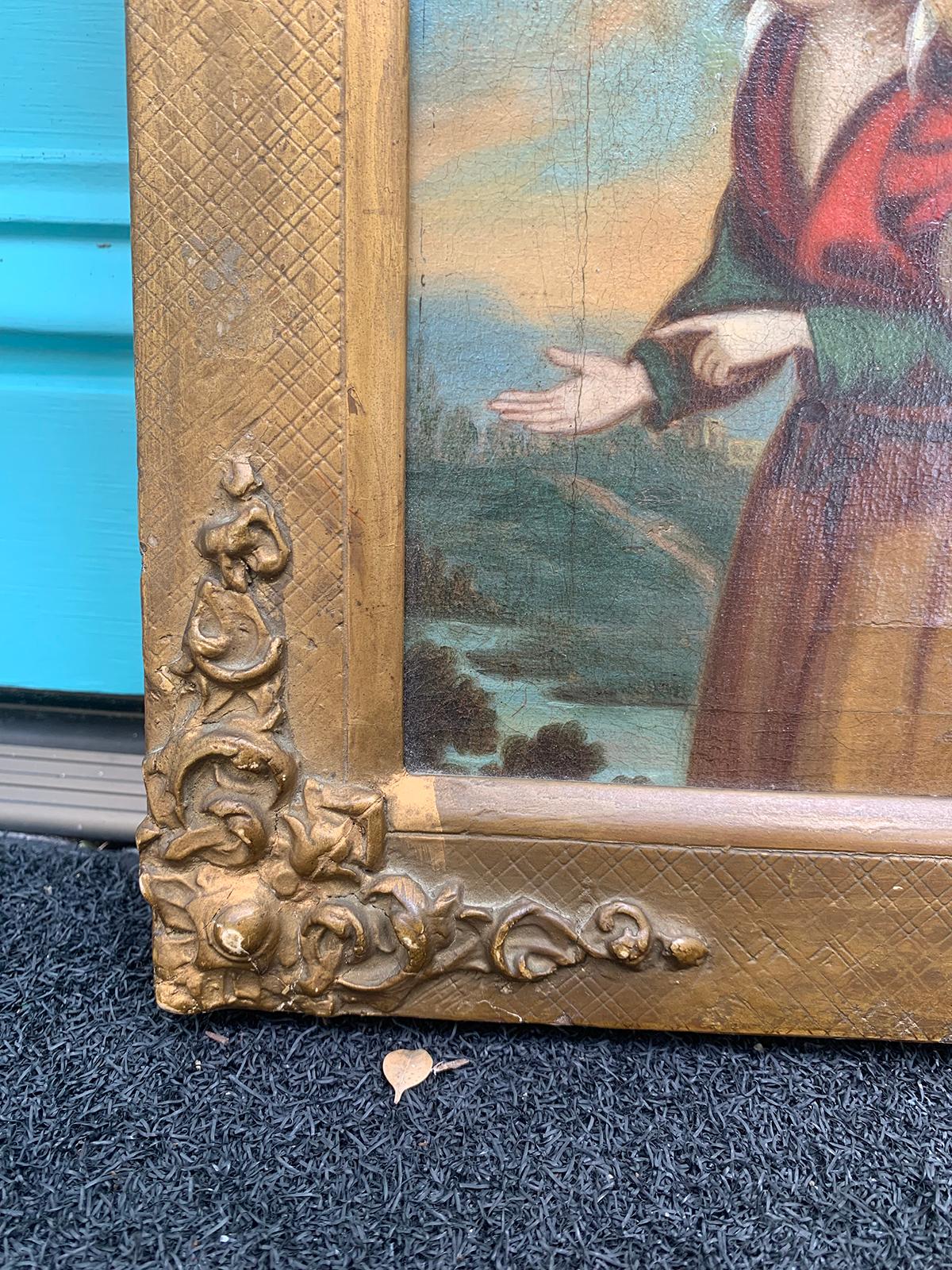 Probably 18th Century Framed Continental Painting of Mother with Child For Sale 3