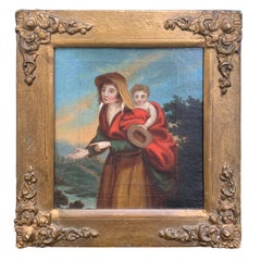 Probably 18th Century Framed Continental Painting of Mother with Child