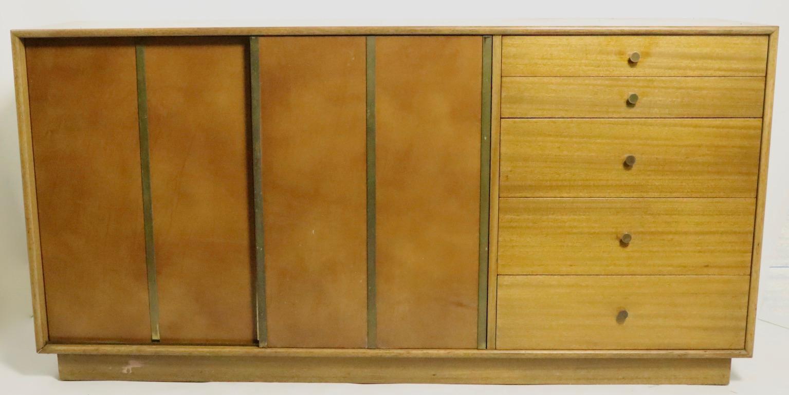 Mid-Century Modern Probber Leather and Mahogany Credenza Server