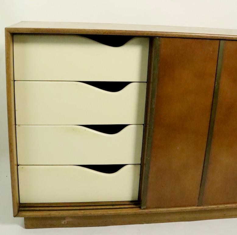 20th Century Probber Leather and Mahogany Credenza Server
