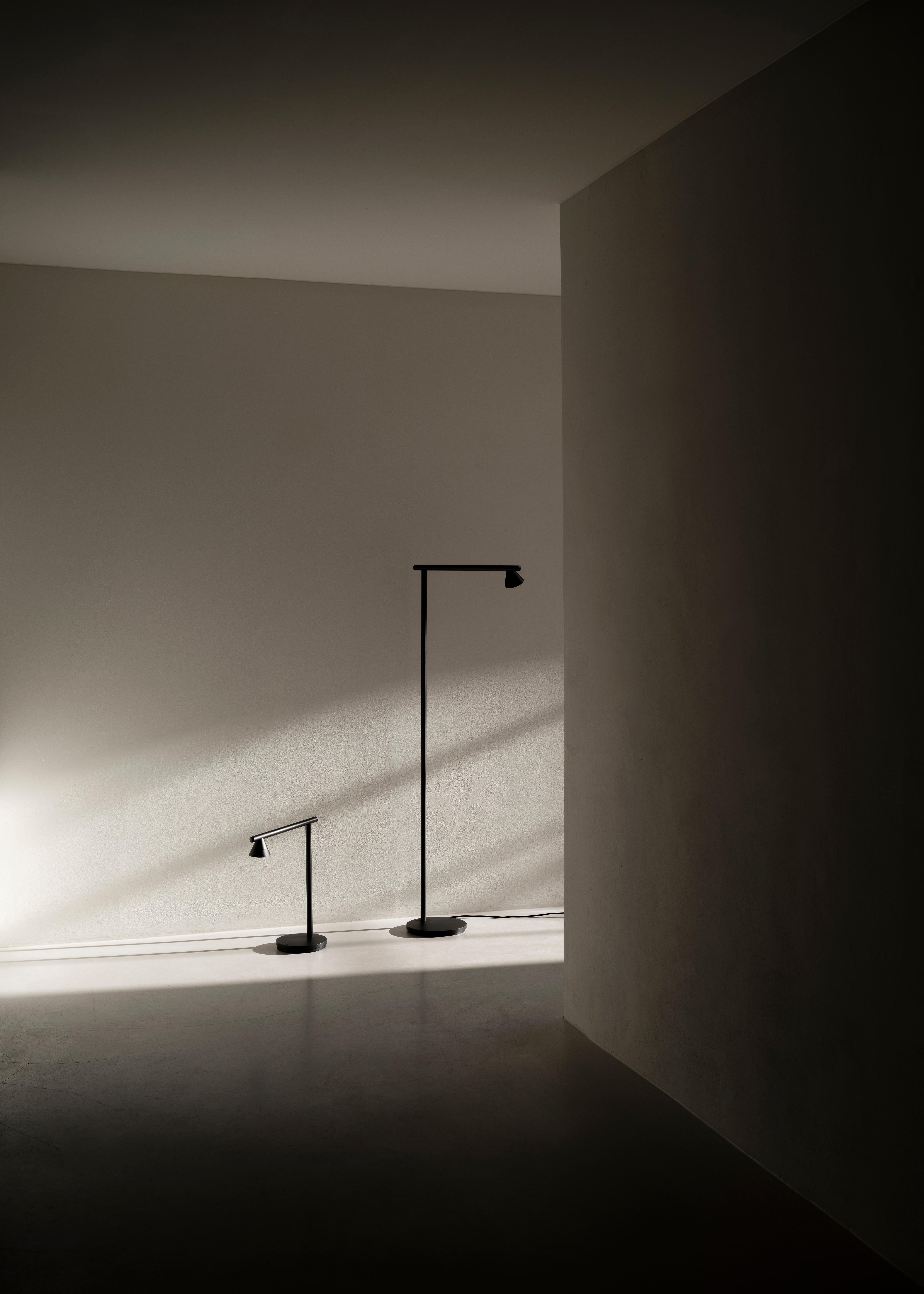 Probe floor lamp by AGO Lighting x BIg-Game

Material: Aluminum 
Light Source: Integrated LED (COB)
Watt. 4 W

Dimensions: H 122 cm x W 45 cm x D. 20 cm

AGO is a Korean design studio specialized in lighting. AGO is based in the area of