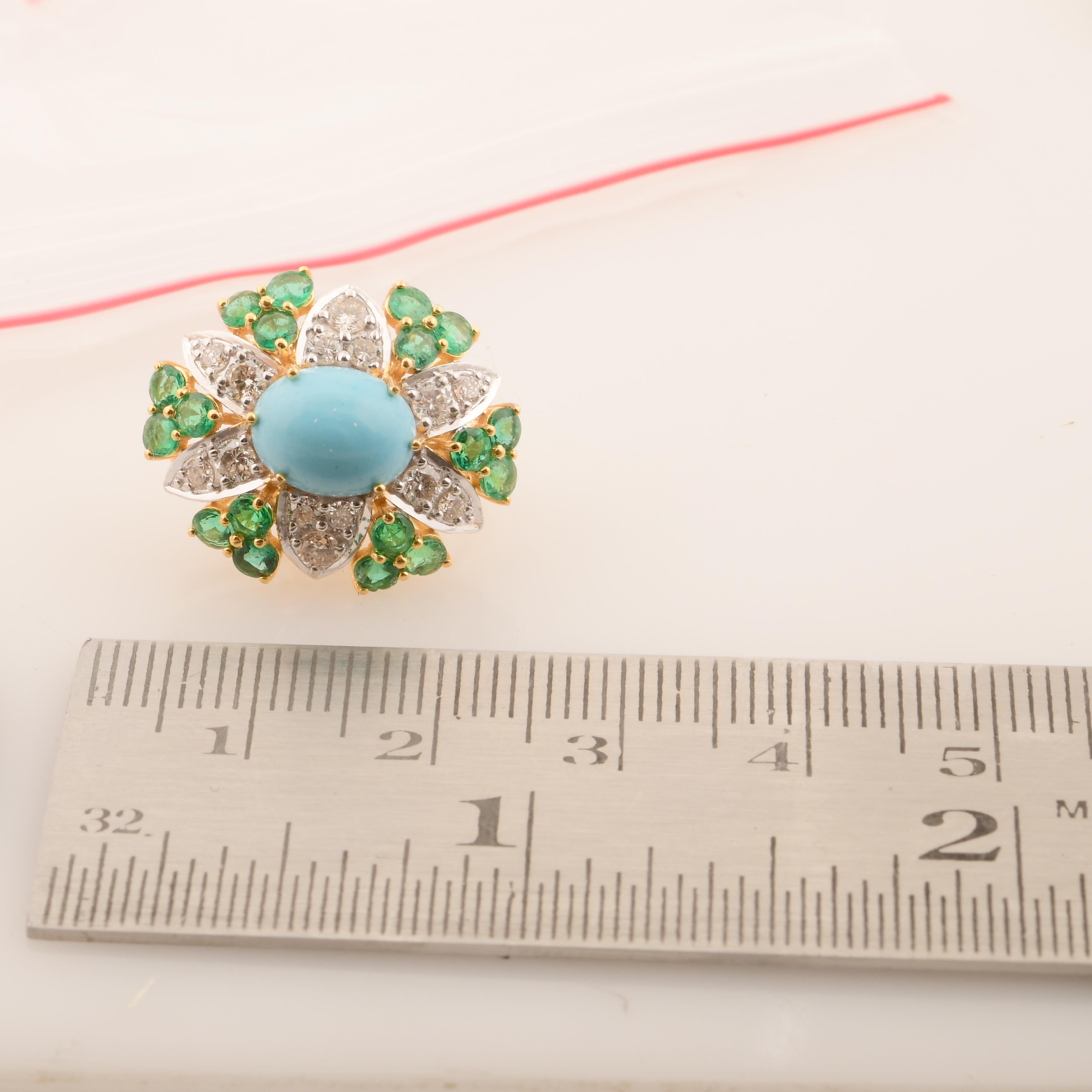 Women's Processed Gemstone Emerald Stud Earrings Diamond Solid 14k Yellow Gold Jewelry For Sale