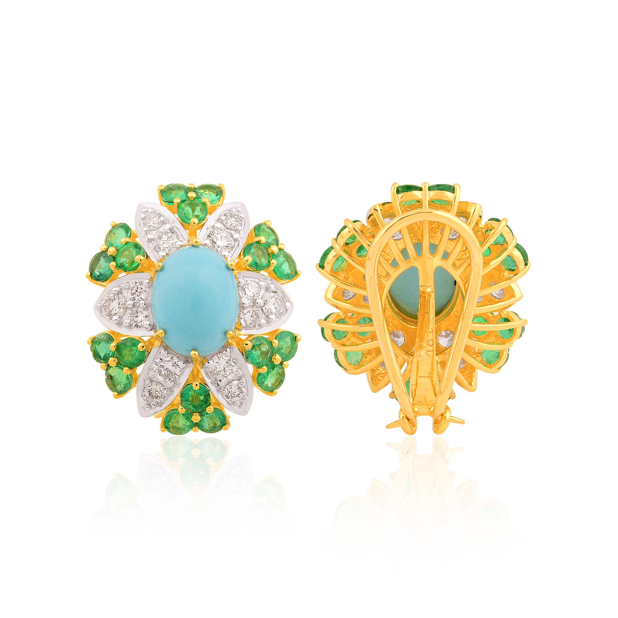 Gemma lavorata Orecchini con smeraldo Diamante Gioielli in oro giallo massiccio 18k In condizioni Nuovo in vendita a Diera, Dubai