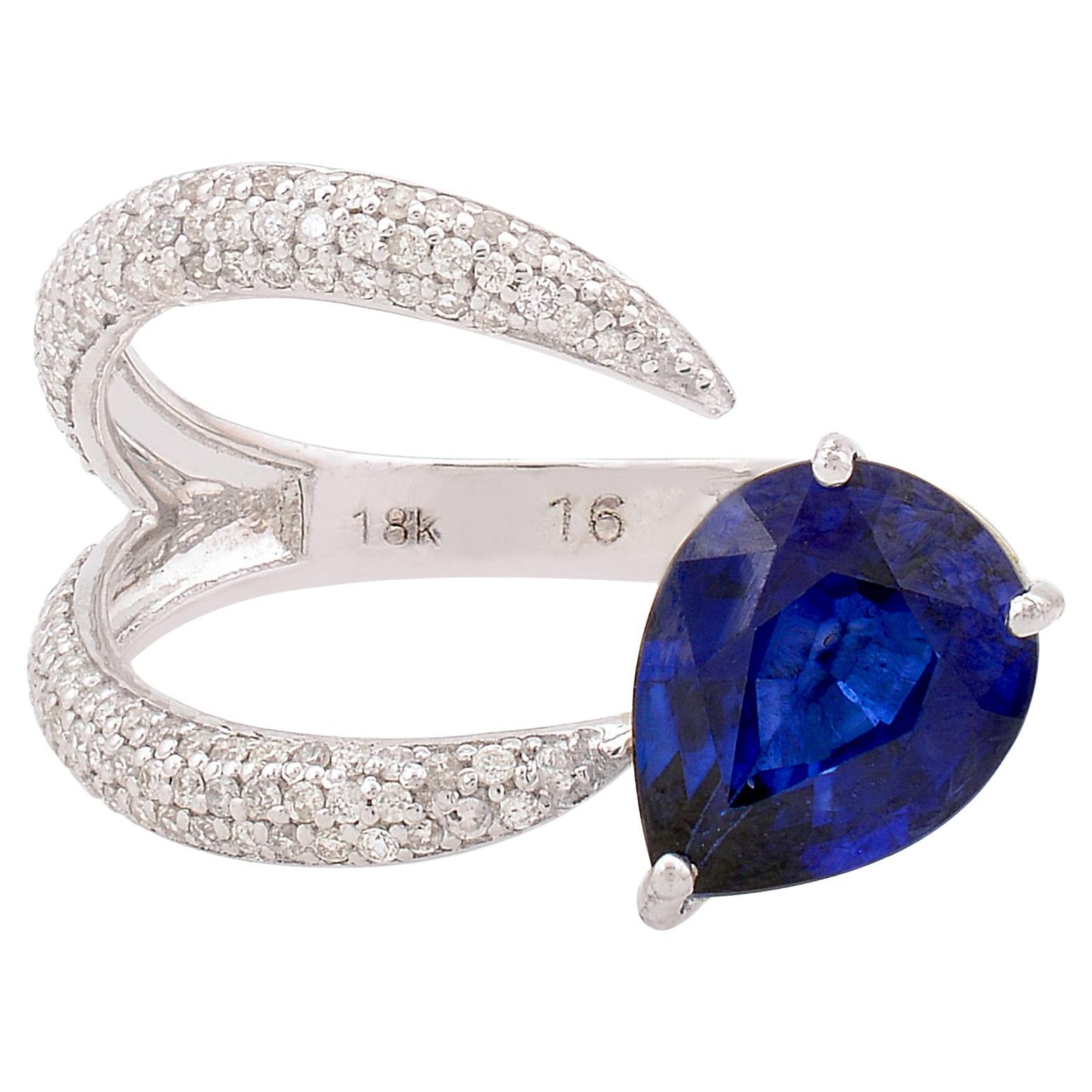 Processed Gemstone Ring SI Clarity HI Color Diamond 18 Karat White Gold Jewelry