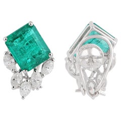Processed Gemstone Stud Earrings Marquise Diamond Solid 18k White Gold Jewelry
