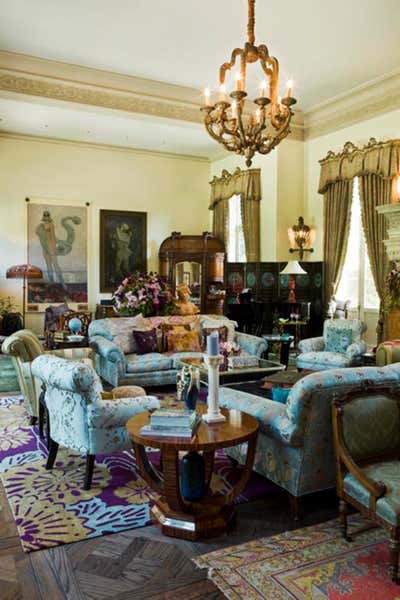  Art Nouveau Family Home Living Room. La Collina Estate by Woodson and Rummerfield's House of Design.