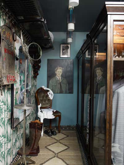 Bohemian Storage Room and Closet. Bohemian Bachelor Pad by Hubert Zandberg Interiors.