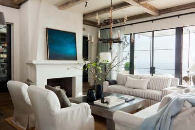 Coastal Beach House Living Room. Monarch Bay by M. Elle Design.