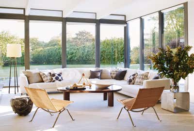 Contemporary Living Room. Hamptons Glass House by Timothy Whealon Inc..