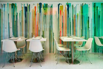 Contemporary Open Plan. Stripe Cafe at Palos Verdes Art Center by Doug Meyer Studio.