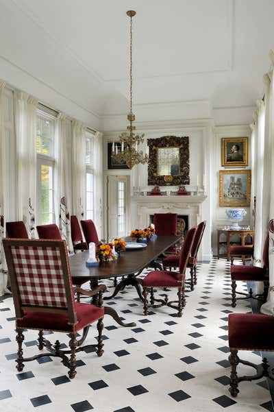 Eclectic Country House Dining Room. Country House in Connecticut by Robert Couturier, Inc..