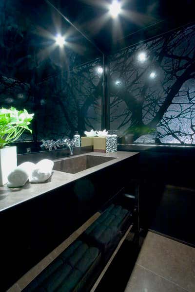 Eclectic Transportation Bathroom. 53m Luxury Yacht by Peter Mikic Interiors.