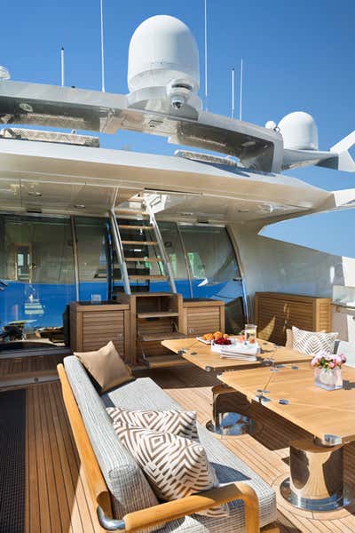  Eclectic Transportation Patio and Deck. 36.5m Palmer Johnson Motorboat by Peter Mikic Interiors.