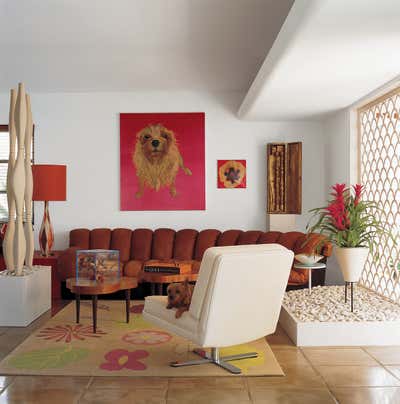  Mid-Century Modern Beach House Living Room. Miami Mid-century by Doug Meyer Studio.