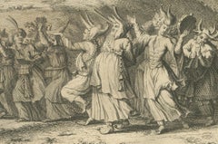 Procession of Ganga and Festival of Huly – Antique 18th Century India Engraving