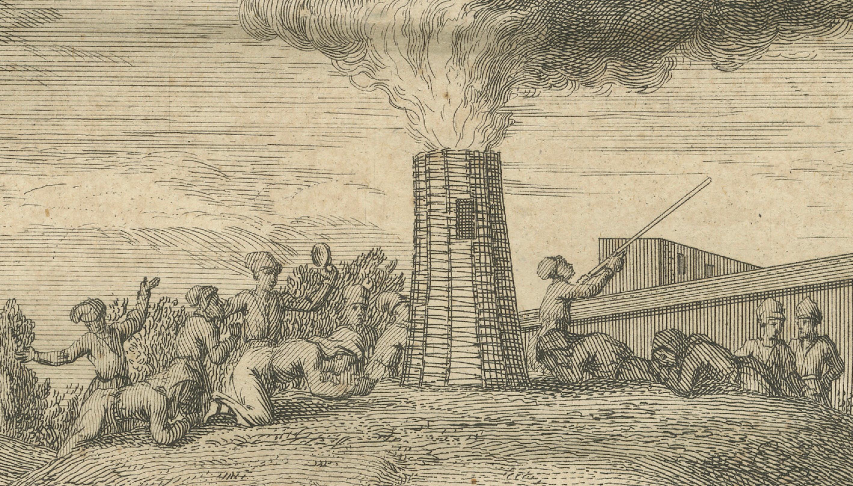 Milieu du XVIIIe siècle Procession du Ganga et fête de Huly - Gravure ancienne de l'Inde du XVIIIe siècle en vente