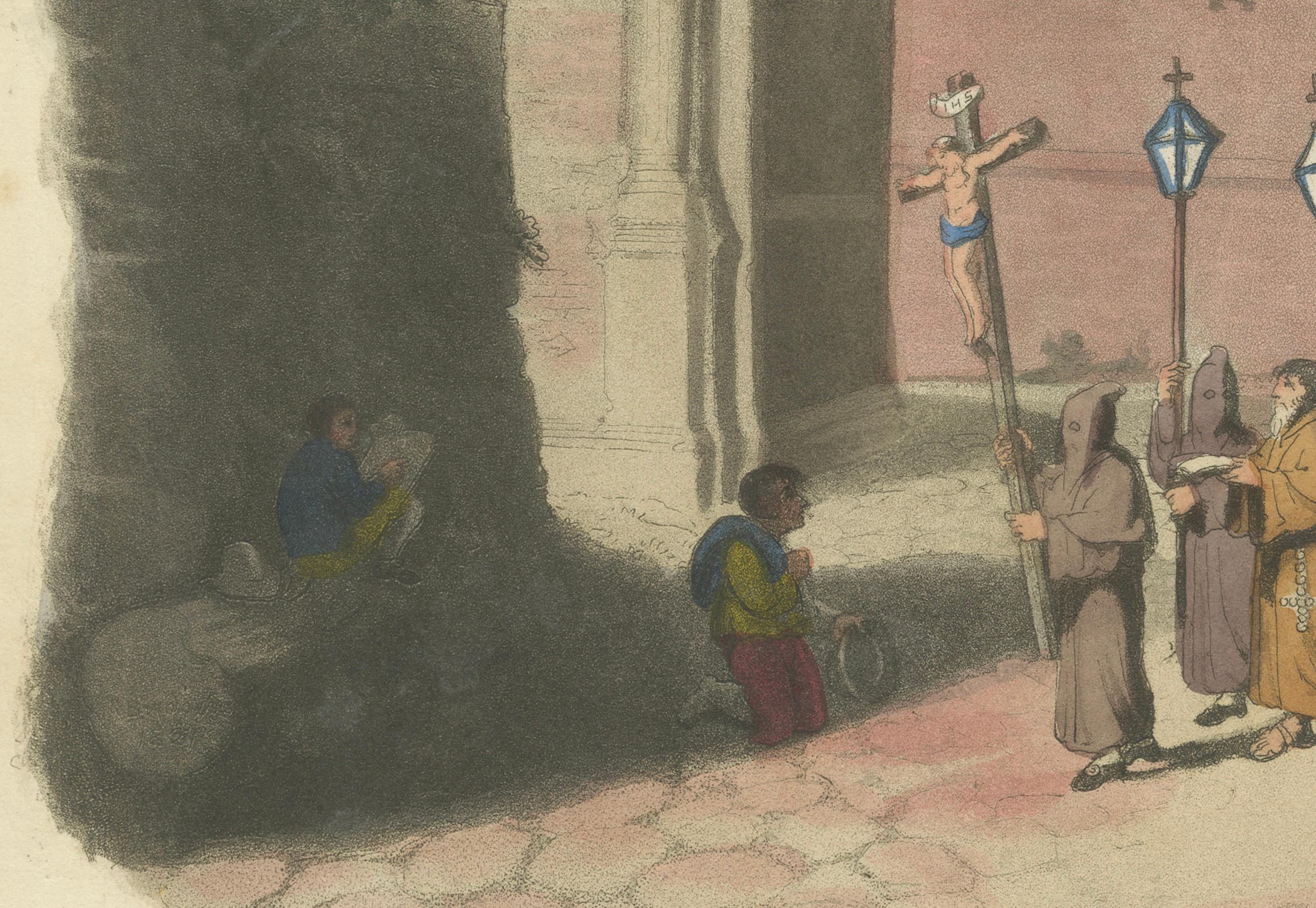 Gravé Procession au Colisée par l'arc de Titus, Rome, 1824 en vente