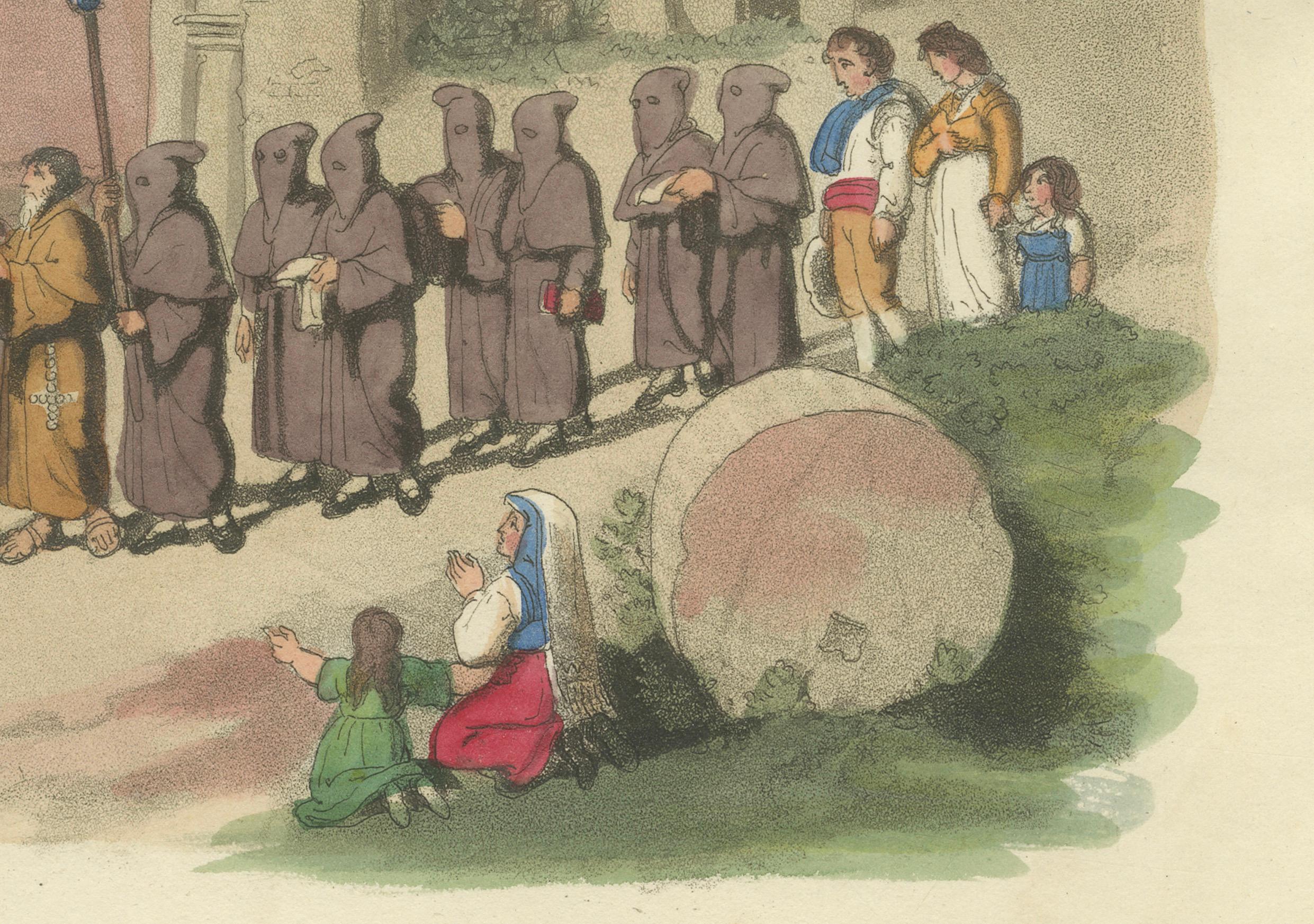 Procession au Colisée par l'arc de Titus, Rome, 1824 Bon état - En vente à Langweer, NL