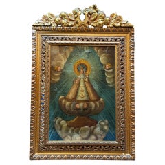 Processional banner with a canvas of Our Lady of Candelaria, 16th century Processional banner with a canvas of Our Lady of Candelaria, 16th century